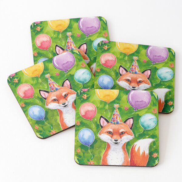 Item preview, Birthday Celebration. Birthday Fox. Adorable fox, birthday balloons, watercolor fox, fox drawing, floral fox designed and sold by FoxVibes.