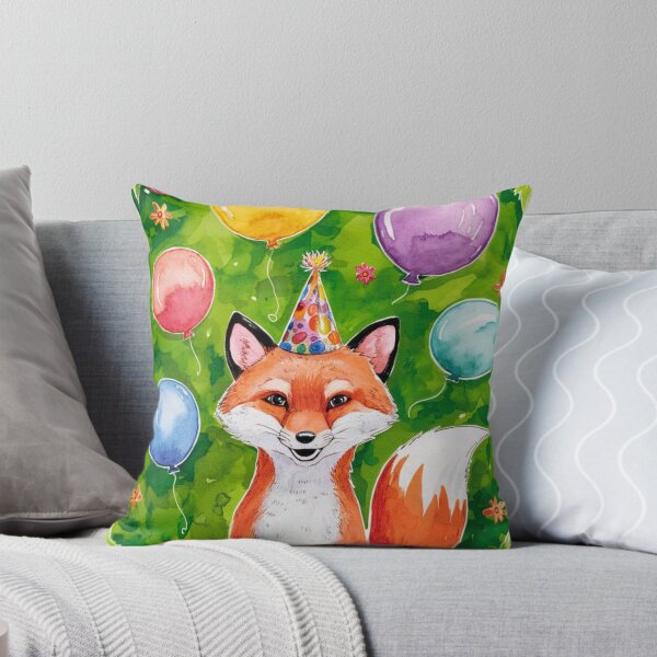 Item preview, Birthday Celebration. Birthday Fox. Adorable fox, birthday balloons, watercolor fox, fox drawing, floral fox designed and sold by FoxVibes.