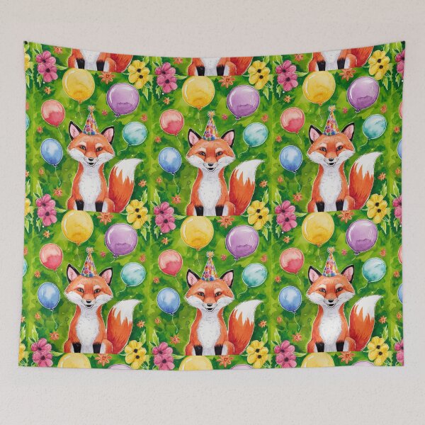 Item preview, Birthday Celebration. Birthday Fox. Adorable fox, birthday balloons, watercolor fox, fox drawing, floral fox designed and sold by FoxVibes.
