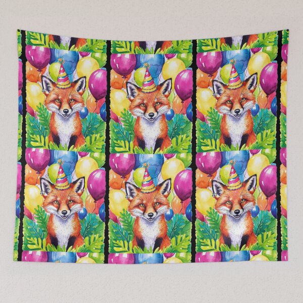 Item preview, Birthday Celebration. Birthday Fox. Adorable fox, birthday balloons, watercolor fox, fox drawing, floral fox designed and sold by FoxVibes.