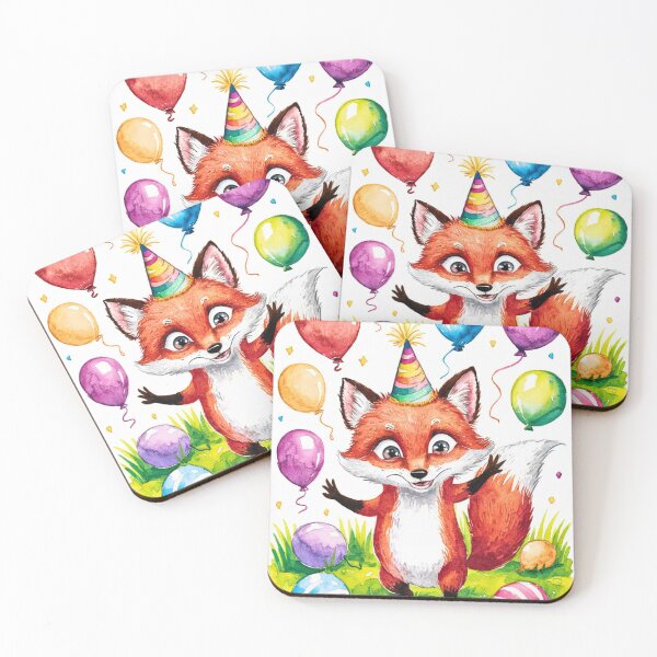 Item preview, Birthday Celebration. Birthday Fox. Adorable fox, birthday balloons, watercolor fox, fox drawing, floral fox designed and sold by FoxVibes.