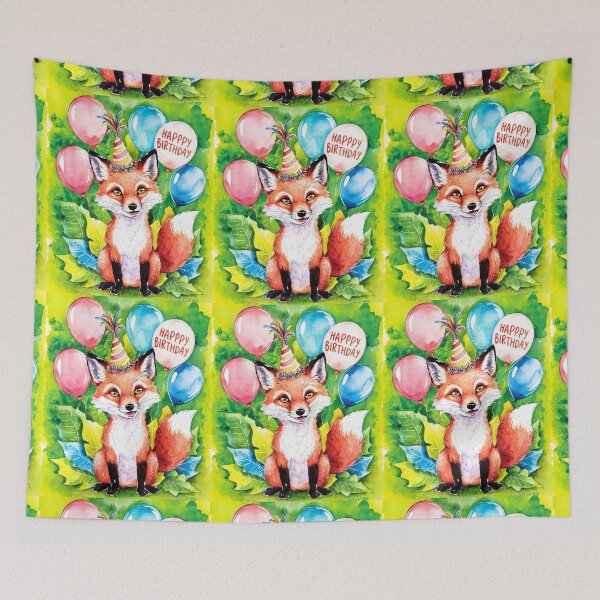 Item preview, Birthday Celebration. Birthday Fox. Adorable fox, birthday balloons, watercolor fox, fox drawing, floral fox designed and sold by FoxVibes.