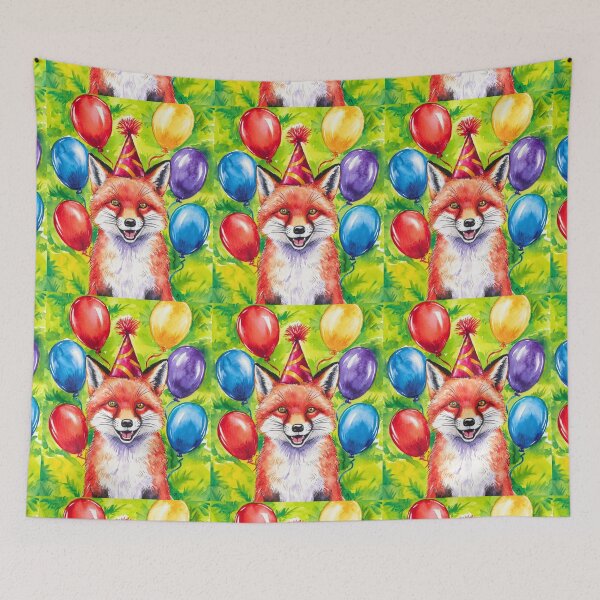 Item preview, Birthday Celebration. Birthday Fox. Adorable fox, birthday balloons, watercolor fox, fox drawing, floral fox designed and sold by FoxVibes.