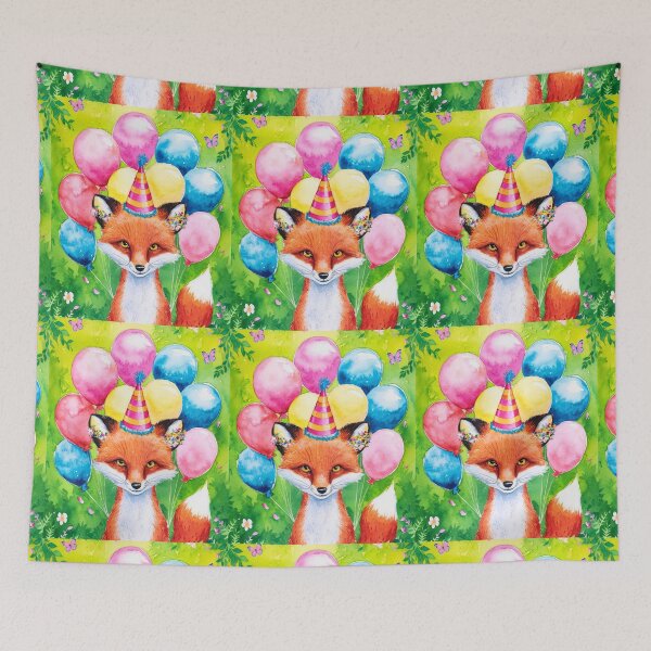 Item preview, Birthday Celebration. Birthday Fox. Adorable fox, birthday balloons, watercolor fox, fox drawing, floral fox designed and sold by FoxVibes.