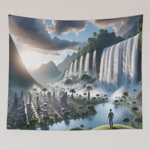 Item preview, City and waterfall designed and sold by HerbertFlenner.