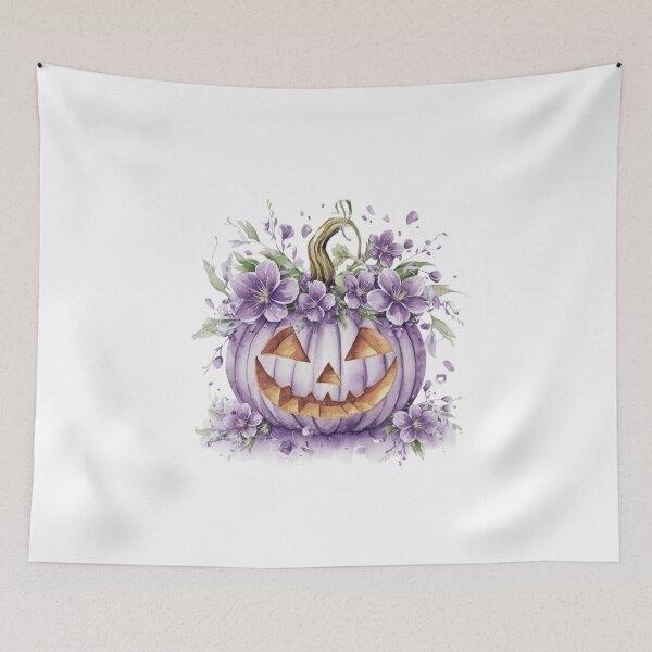 Item preview, purple flowers jack-o'-lantern designed and sold by jkrphoto.