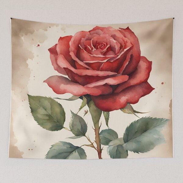 Artikelvorschau, Vintage rote Rose Blume Aquarell Blumendruck entworfen und verkauft von Tammy Marie Russell.
