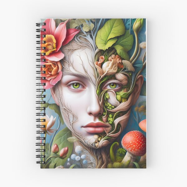 Item preview, Botanical red funghi anatomy face art of a woman designed and sold by EmeraldeaArt.