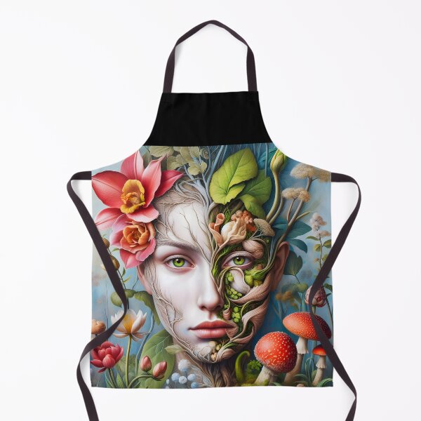 Item preview, Botanical red funghi anatomy face art of a woman designed and sold by EmeraldeaArt.