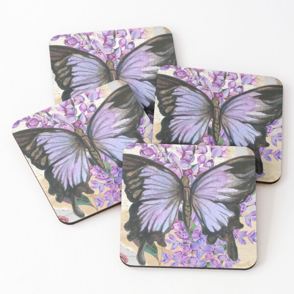Artikelvorschau, Vintage lila Schmetterling Blumen Aquarell Natur Druck entworfen und verkauft von Tammy Marie Russell.