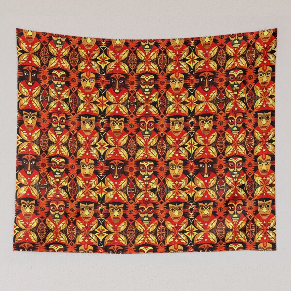 Item preview, Vibrant African Mask Pattern in Geometric Design designed and sold by VikArtStudio.