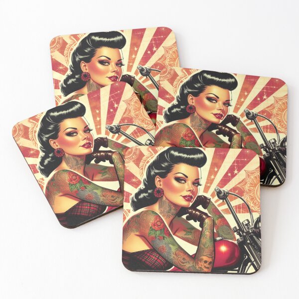Item preview, Retro Biker Pin-up designed and sold by PulpVintage.