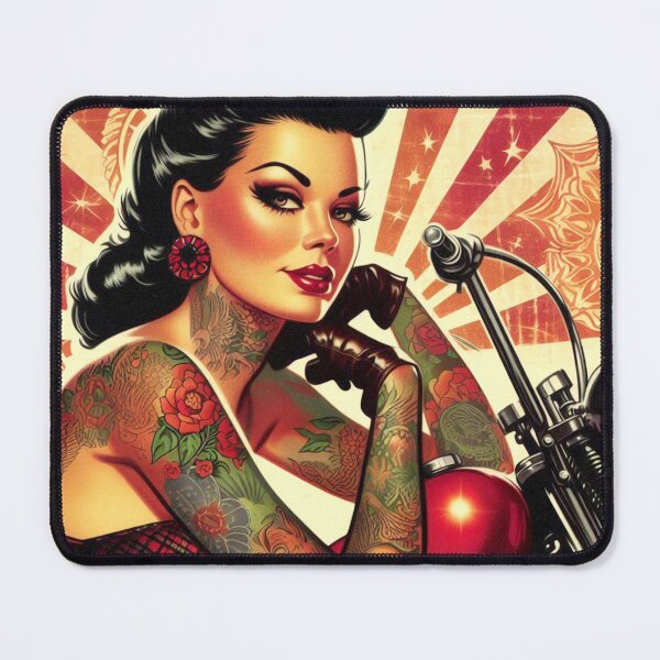 Item preview, Retro Biker Pin-up designed and sold by PulpVintage.