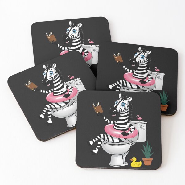 Item preview, Hilarious Zebra in Bathtub Cartoon - Funny Bathroom Wall Art for Animal Lovers designed and sold by zoughlal.