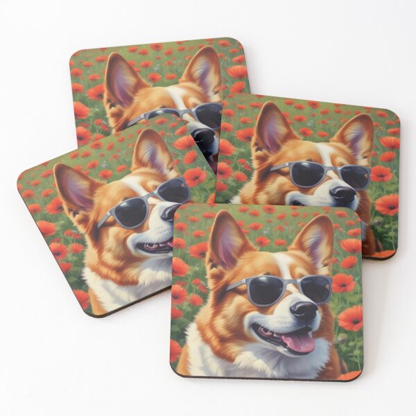 Item preview, Corgi in poppy field designed and sold by GasconyPassion.