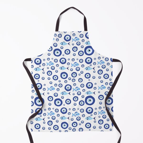 Item preview, Greek Mati Evil Eye with Fish Pattern Blue designed and sold by TRVLR Designs.