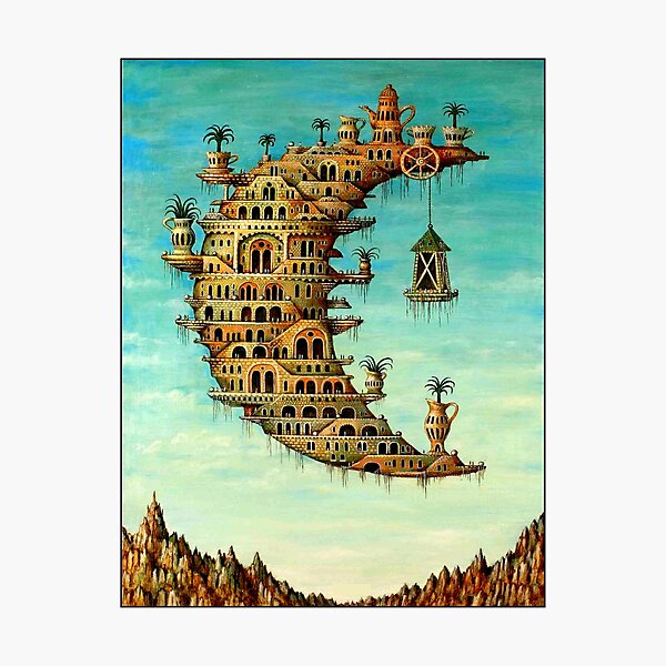 Vintage Living on the Moon Abstract Painting Print Photographic Print