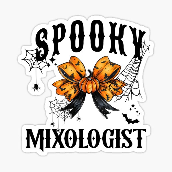 Item preview, Bartender Halloween Spooky Mixologist Croquette Bow Pumpkin Spider Webs designed and sold by IslandGirlArt.