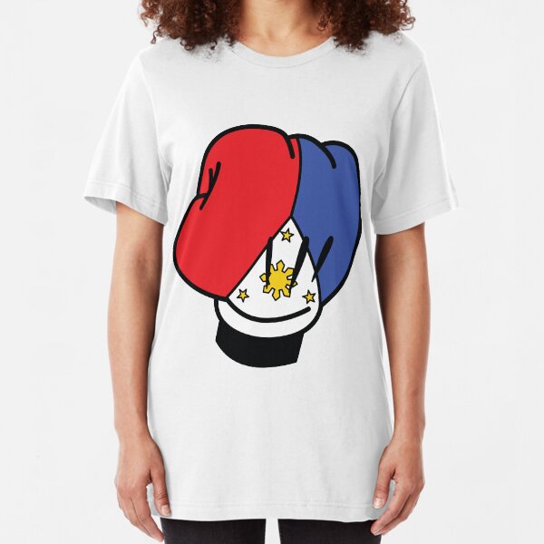MP Mickey Pacquiao Filipino Flag Boxing Glove by AiReal Apparel Slim Fit T-Shirt