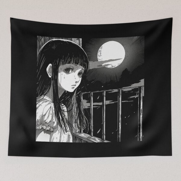 Item preview, Moonlit sadness – melancholic manga anime girl designed and sold by ForsakenFrames.