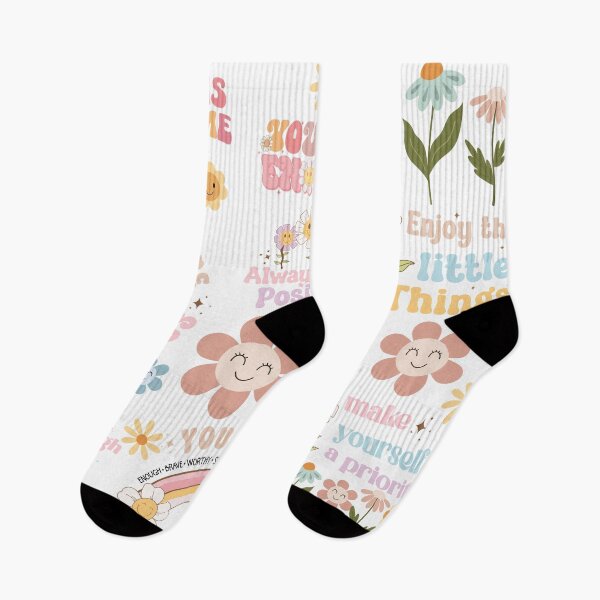 Item preview, Retro hippy flowers positive affirmations motivational quotes designed and sold by Inktown.