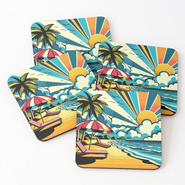 Item preview, summer beach with palm trees and sun loungers designed and sold by Expressions-Sel.