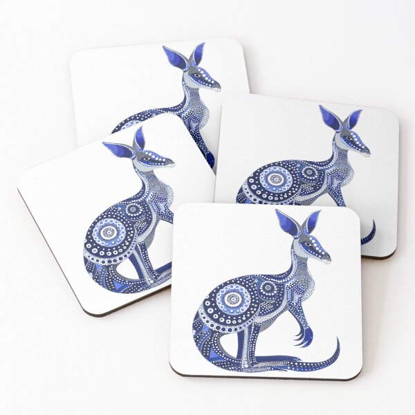 Item preview, Aboriginal Australian blue Kangaroo dot art roo artwork designed and sold by anins-azuree.