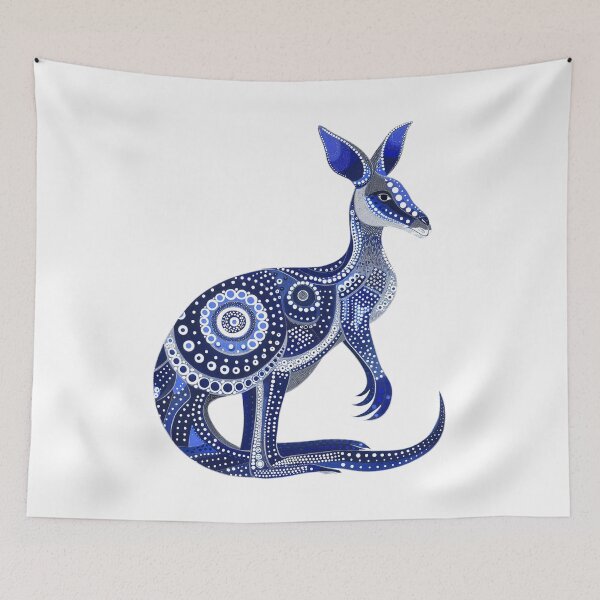 Item preview, Aboriginal Australian blue Kangaroo dot art roo artwork designed and sold by anins-azuree.