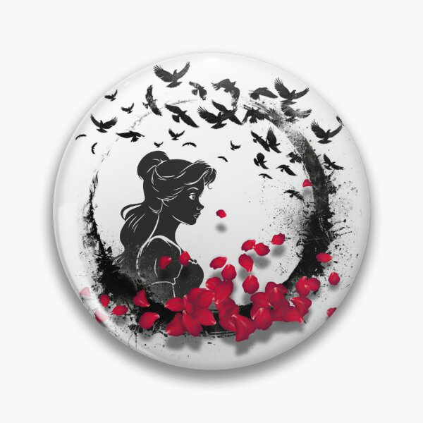 Item preview, Princess surrounded by petals and magical birds with dark silhouette designed and sold by Micapox.