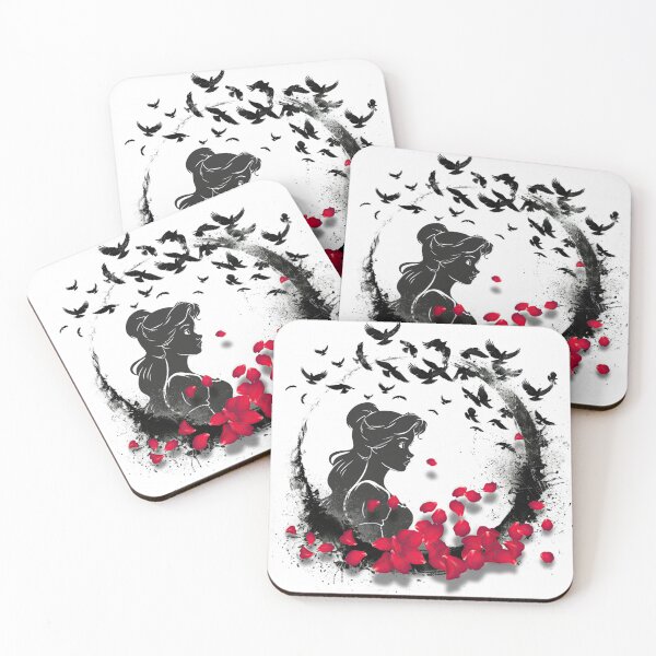 Item preview, Princess surrounded by petals and magical birds with dark silhouette designed and sold by Micapox.