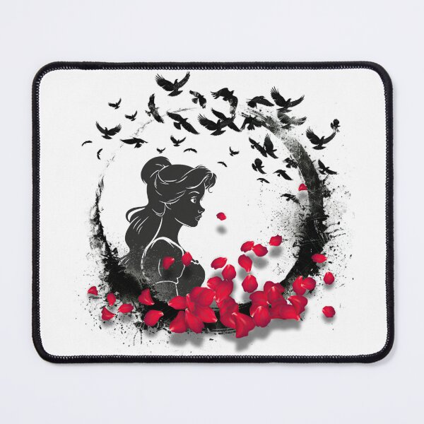 Item preview, Princess surrounded by petals and magical birds with dark silhouette designed and sold by Micapox.