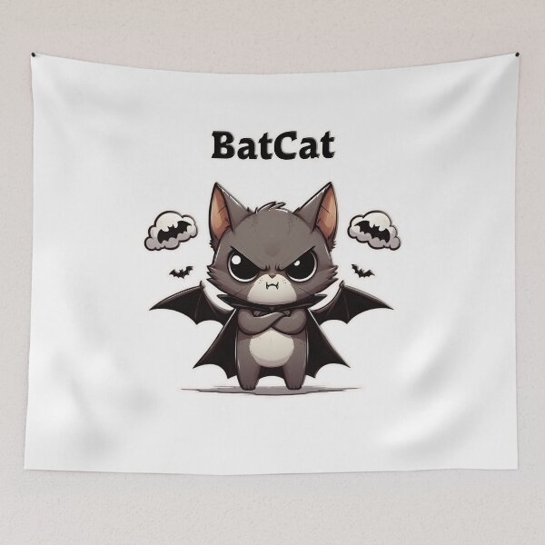 Item preview, El BatCat Divertido Gato Negro Enojado Vampiro designed and sold by ViralBrowser.