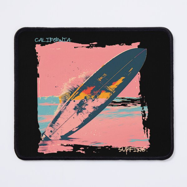 Item preview, California Surfing - Retro 80s Pop Art Surfboard Beach Design with Distressed Nostalgic Look and Bold Colors designed and sold by YardWest.