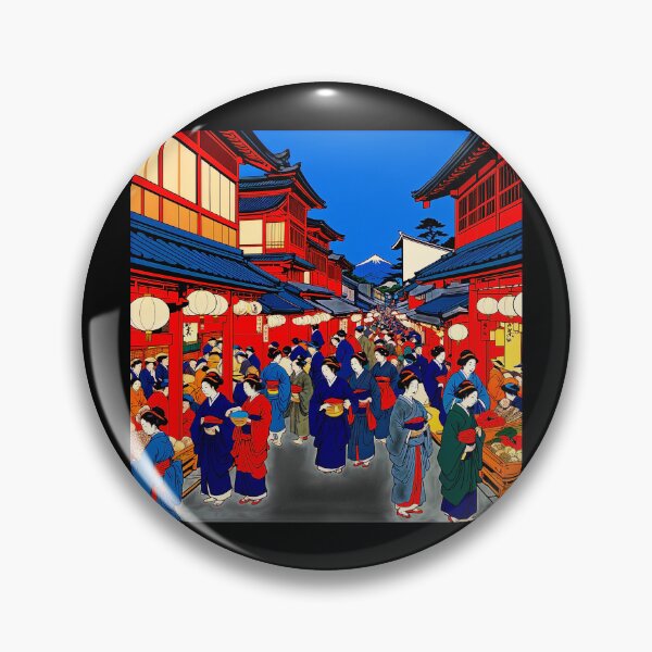 Artikelvorschau, Traditionelle japanische Marktszene mit Laternen entworfen und verkauft von artwaves.