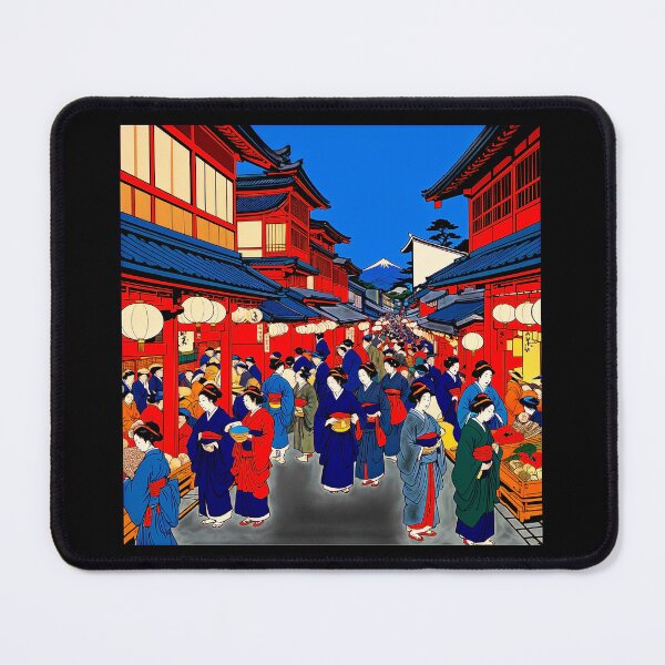 Item preview, Traditional Japanese Market Scene with Lanterns designed and sold by artwaves.