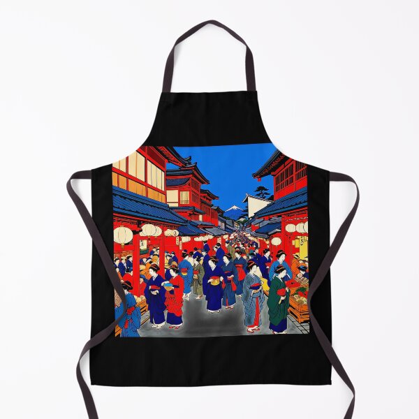 Item preview, Traditional Japanese Market Scene with Lanterns designed and sold by artwaves.
