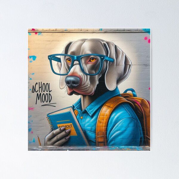 Item preview, School Mood | Back to School Weimaraner Street-Art Style | Design Nr. 83 designed and sold by WeimTrails.