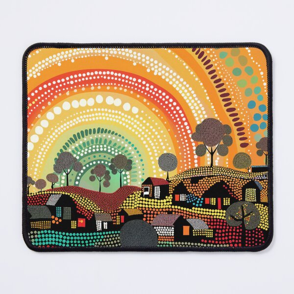 Item preview, Australian Aboriginal dot art village landscape designed and sold by anins-azuree.