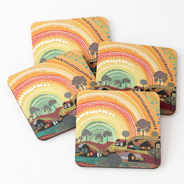Item preview, Australian Aboriginal dot art village landscape designed and sold by anins-azuree.
