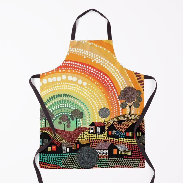 Item preview, Australian Aboriginal dot art village landscape designed and sold by anins-azuree.