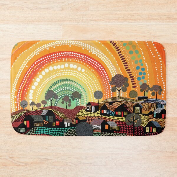 Item preview, Australian Aboriginal dot art village landscape designed and sold by anins-azuree.