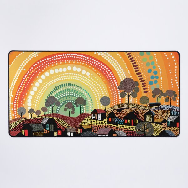 Item preview, Australian Aboriginal dot art village landscape designed and sold by anins-azuree.