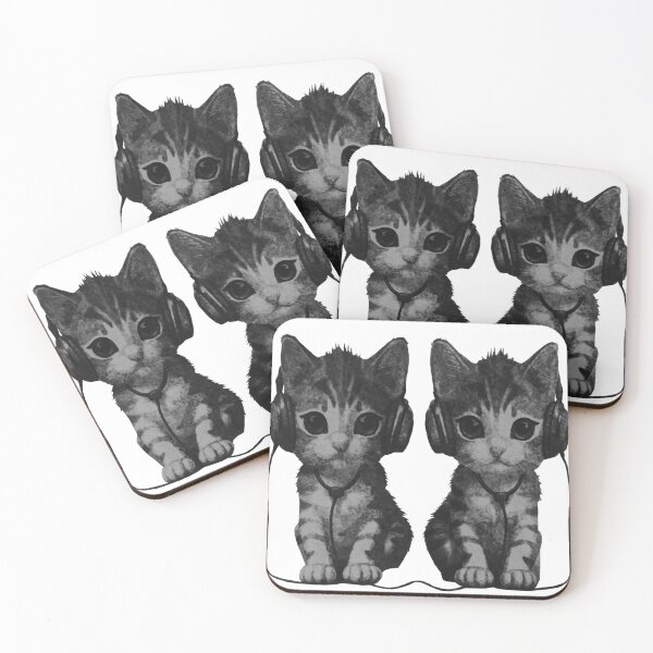 Item preview, Two Cats Wearing Headphone designed and sold by kinpirks.