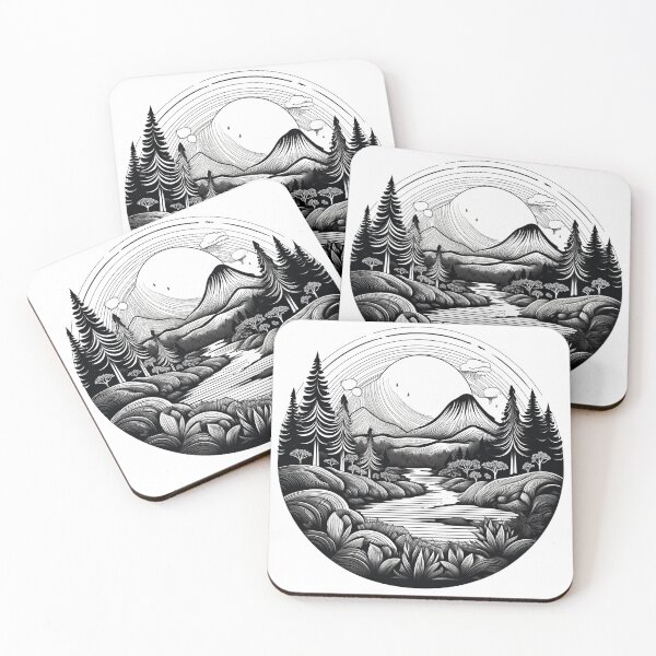 Item preview, The forest surrounded by the sunset - Modern, neutral, mystical and elegant design designed and sold by Nell-e.