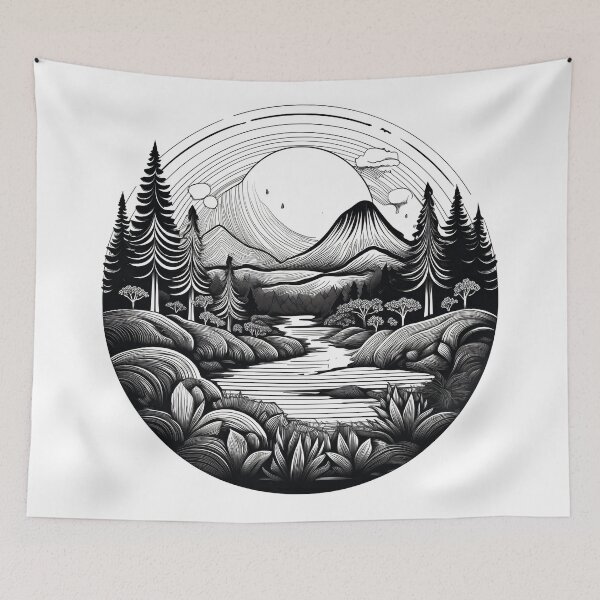 Item preview, The forest surrounded by the sunset - Modern, neutral, mystical and elegant design designed and sold by Nell-e.