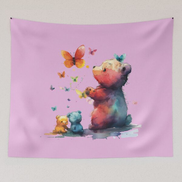 Item preview, Rainbow cute bear, Bear custom, Teddy Bear funny with Butterflies of many colors designed and sold by CHOKCHAIVONGDEE.