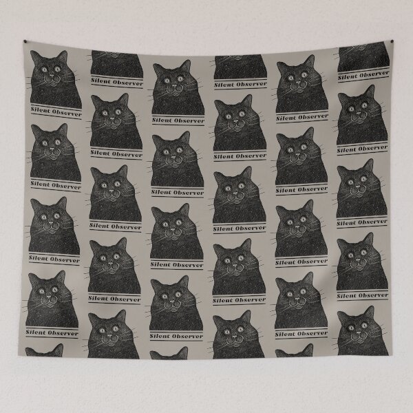 Item preview, Black Introvert Cat Silent Observer  designed and sold by alczar.
