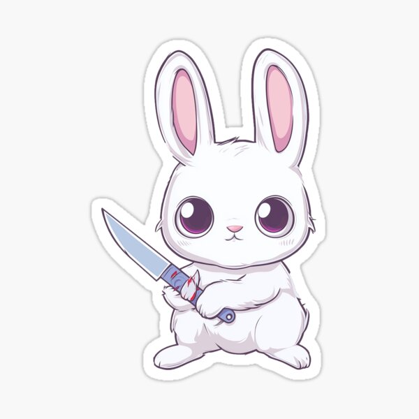 Artikel-Vorschau von cutecore - süßes wütendes Häschen mit einem Messer, designt und verkauft von FineTeesigns.