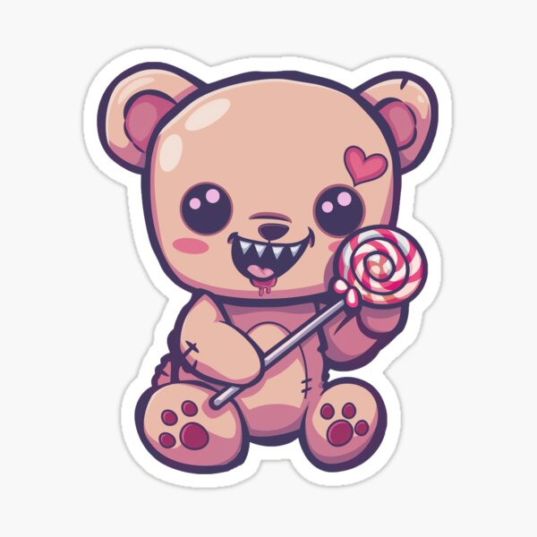 Artikel-Vorschau von cutecore - Vampir Teddy mit Lutscher, designt und verkauft von FineTeesigns.