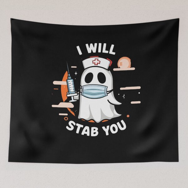 Item preview, Halloween Nurse Ghost with Mask Syringe I Will Stab You designed and sold by Hananiah Merch.